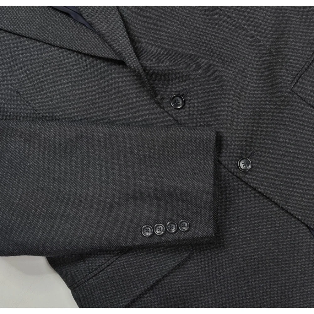 Jos A Bank Mens Sport Coat 44L Blue Gray Wool 2 Button Blazer N702